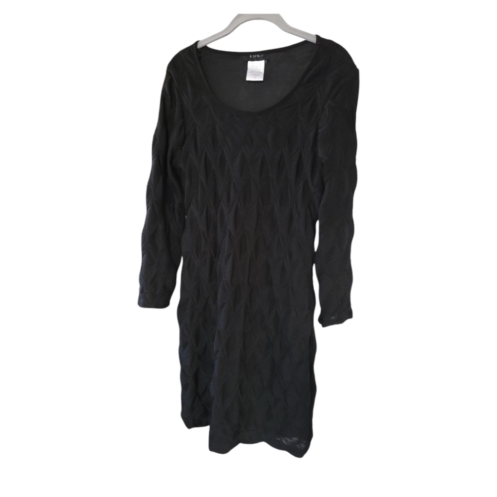 B Darlin Black Chevron Textured Long Sleeve Bodycon Mini Dress L Indie Sleaze - Picture 7 of 12